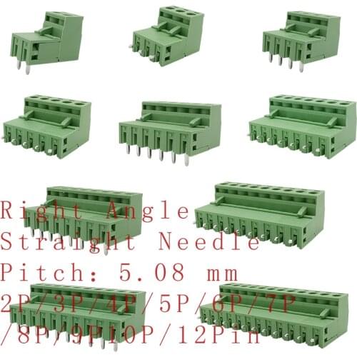 2EDG5.08 PCB Screw Terminal Block Connector 2-12Pin 2EDG 5.08mm Right Angle/Straight Needle Header Plug Socket Wire Connectors