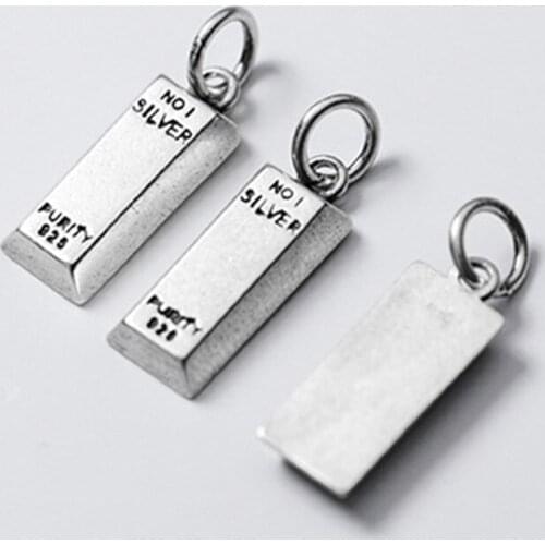 925 Sterling Silver Simple Shape Silver Nugget Dangle Charms Matte Craftwork Vintage S925 Silver Pendant DIY Fine Jewelry Making