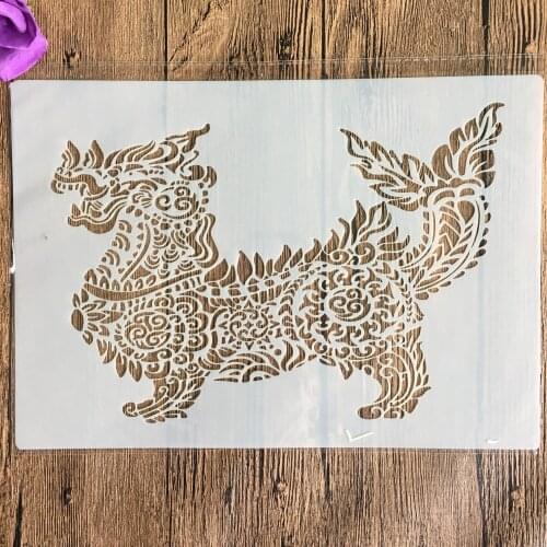 A4 29 * 21cm Kirin animal DIY Stencils Wall Painting Scrapbook Coloring Embossing Album Decorative Paper Card Template,wall