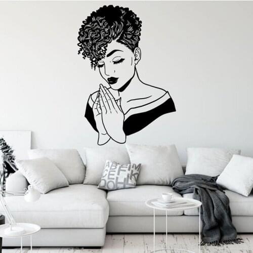 African Women Prayer Wall Stickers Fashion Womens Home Living Room Bedroom Store Wardrobe Glass Door Decorated Vinyl Decal S25