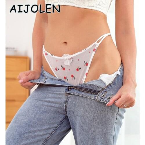 AIJOLEN Lace Fruit Panties Sexy Breathable Lingerie Comfortable Female Underwear Ice Silk Soft Underpants Transparent G-thong