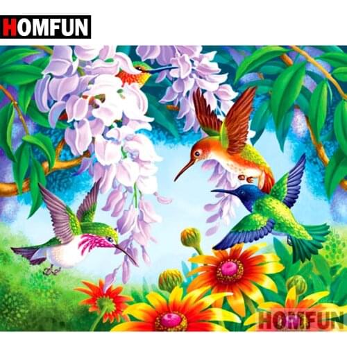 HOMFUN Full Square/Round Drill 5D DIY Diamond Painting "Birds and flowers" Embroidery Cross Stitch 5D Home Decor Gift A09496