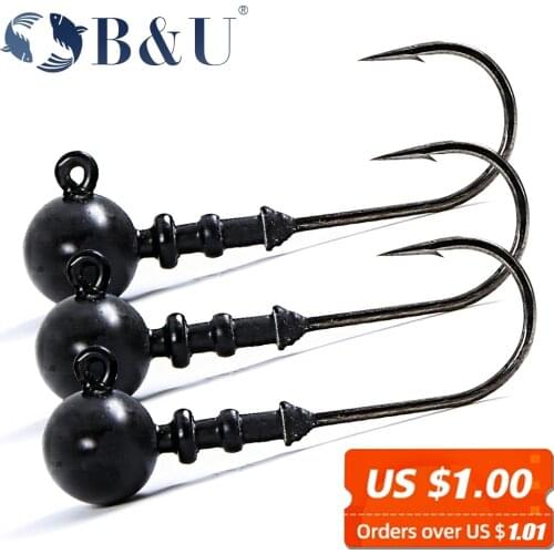 B&U Football Jighead Fishhooks 5g 7g 10g Worm Fishing accessiores Lure Hook Soft Lure Jig Head Artificial Bait Fishing Tackle
