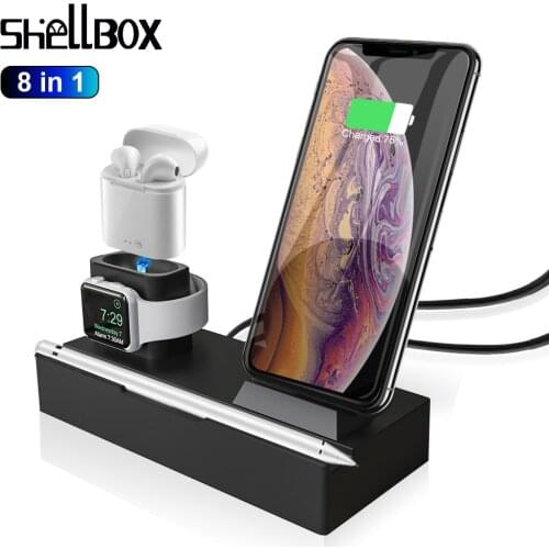 8 in 1 10W QI Wireless Charger Station For iPhone XR XS Max Airpods 2019 Apple Watch 4 3 Fast Apple Charging Dock For Samsung