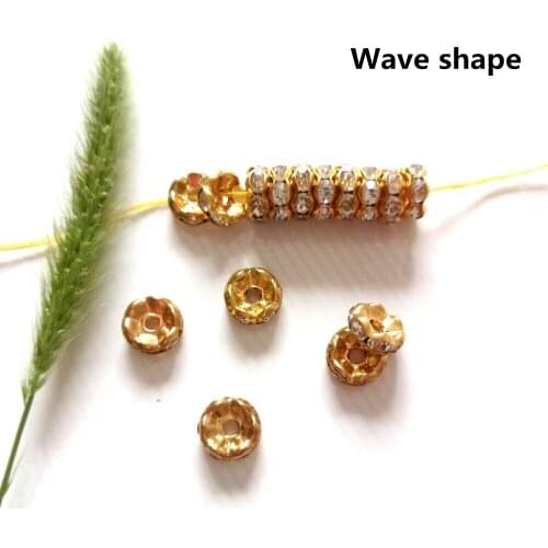 Hot 50pcs Wavy Lace Rhinestone Isolation Beads Loose Spacer Beads For Diy Jewelry Making Bracelet Necklace Accessories