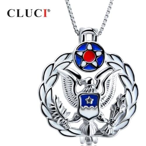 CLUCI Silver 925 US Air Force Style Pearl Locket Pendant Jewelry 925 Silver Sterling Women Luxury Charms Pendant SC334SB