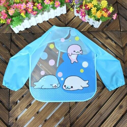 Hot Cute Cartoon EVA Baby Bibs Waterproof Children Bib For Baby Burp Soft Feeding Long Sleeve Art Smock Clothes Infants Baberos