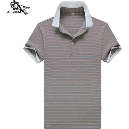 Polo shirt men Summer new stripe Cotton mbroidery Top Mens short-sleeved polo shirt Mens business casual polo shirt M-4XL 8815