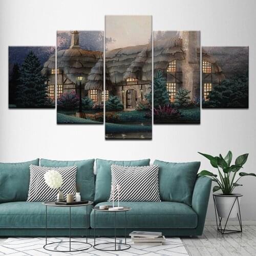 Canvas Painting Home Decor Living Room Wall Art Modular Frame 5 Pieces Poster HD Print Classic Cottage Landscape Picture Artwork