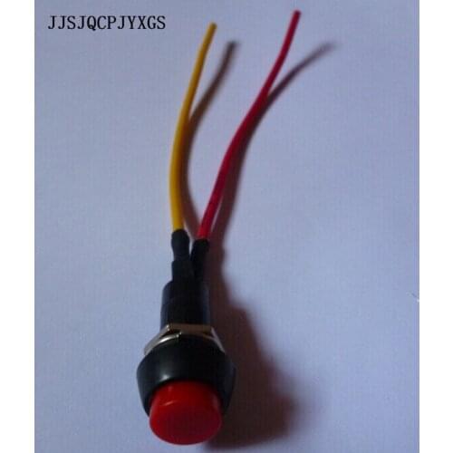 JJSJQCPJYXGS 100 Pcs Red Round Cap Momentary 2 Wire Push Button Switch wire end
