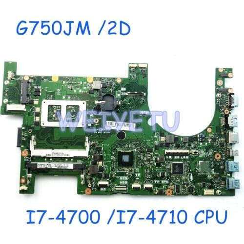 G750JM / 2D I7-4700/I7-4710 CPU Motherboard For ASUS G750J G750JS G750JM Processor 2D connector HM87 Laptop Mainboard Rev 2.0