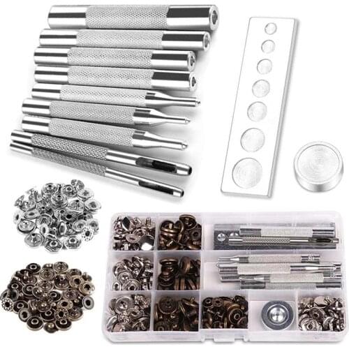 LMDZ Leather Snap Fasteners Kit,Metal Snaps with Setting Tools for Leather, 2 Color Clothing Snaps Kit for Clothing, Leather