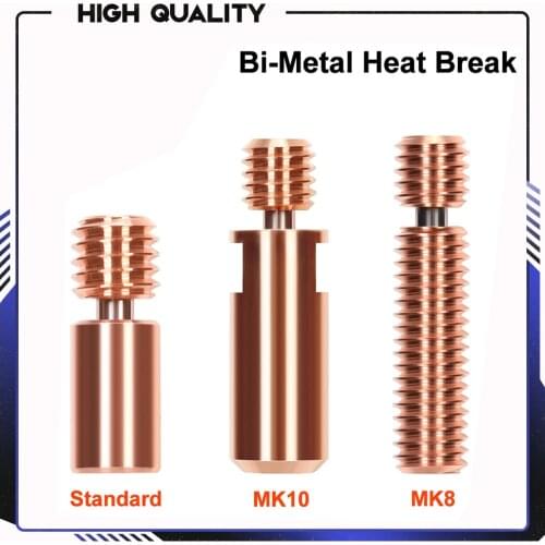 BIQU High Quality Bi-Metal Heatbreak MK10 MK8 Throat For E3D V6 Dragon Hotend Heater Block 1.75mm 3D Printer Parts heat break