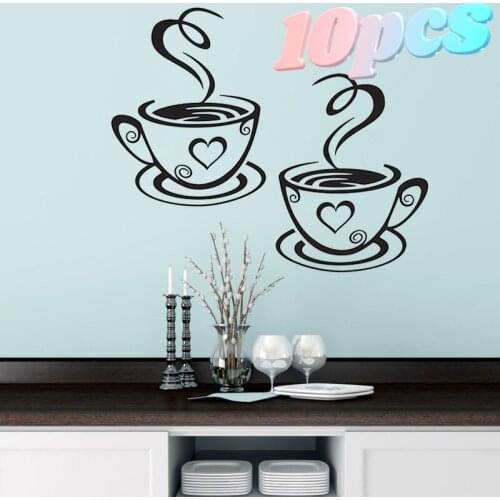 10pcs Love Coffee Wall Stickers Home Decor Wall Decals for Kids Rooms Wallpaper for Bedroom Walls School Apartment Decoration