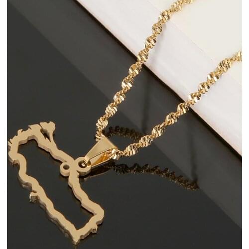 Stainless Steel Turkey Map Flag Pendant Necklace for Women Men Turks Map Patriotic Jewelry