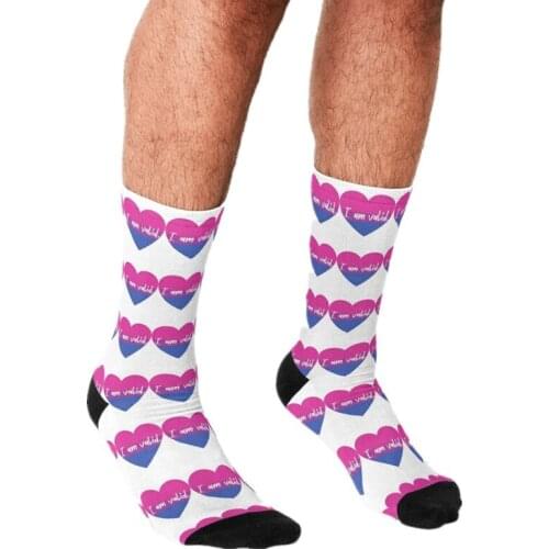 2021 Funny Mens socks Purple Pride heart pattern Printed hip hop Men Happy Socks cute boys street style Crazy Socks for men