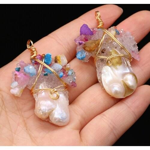 New Style Fashion Pendant Natural Pearl Irregular Winding Rainbow Stone For Jewelry Making DIY Necklace Bracelet Accessory