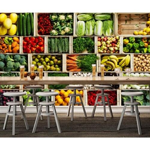 Bacaz Variety of Fruit And Vegetable Wallpaper Photo Murals for Fruit Store Restaurant Background 3d Wall paper Mural Stickers