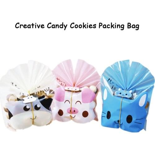 Disposable Opp Bag Cartoon Cookies Transparent Packing Bags Lovely Candy Sugar Plastic Bag Snack Shop Package Tools 50pcs/pack