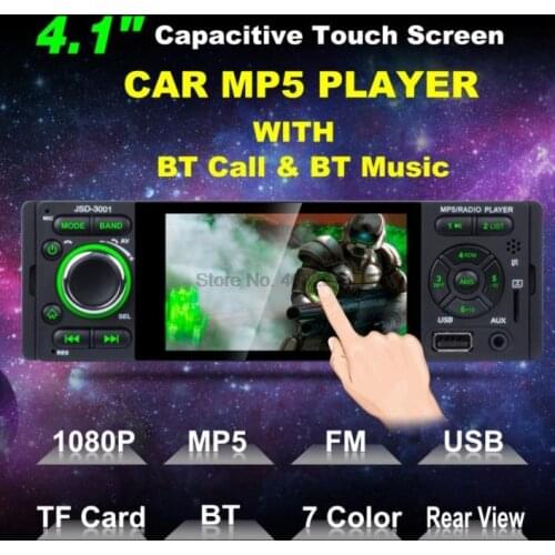 By DHL or Fedex 5pcs Touch Screen Bluetooth Car Radio 1 Din Mirror Link Stereo Audio MP5 Video Player USB MP3 TF JSD-3001
