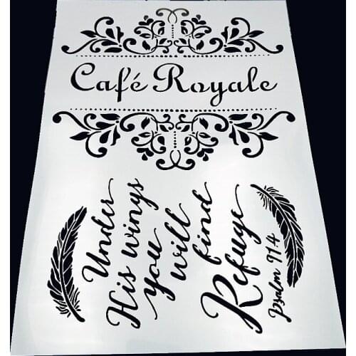 Feather letter plastic mold shield DIY cake scrapbook stencils hollow Embellishments printing lace ruler Valentines Day