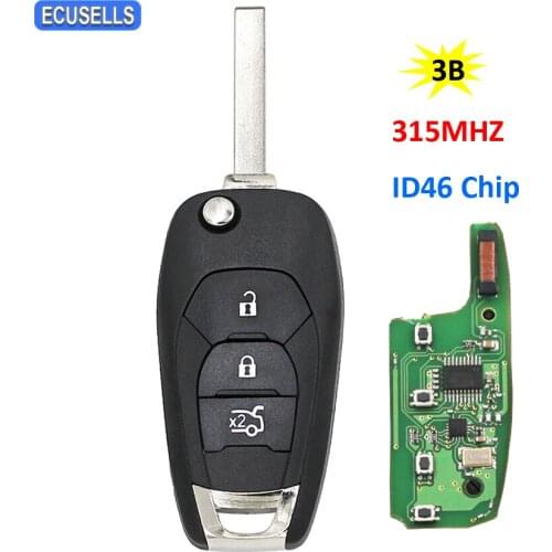 Flip 3 Button Remote Key Folding Smart Car Key 315MHZ With ID46 Chip for Chevrolet Cruze Aveo 2014 2015 2016 2017 Uncut Blade