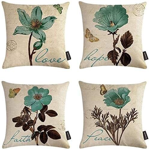 HOT SALES Throw Pillow Covers 18 X 18 Inch Set of 4 Colorful Flowers Cushion Covers for Home Sofa Chair Decorative Pillowcases