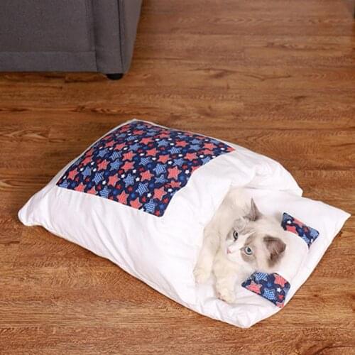 Removable Dog Cat Bed Cat Sleeping Bag Sofas Mat Winter Warm Cat House Small Pet Bed Puppy Kennel Nest Cushion Pet Products