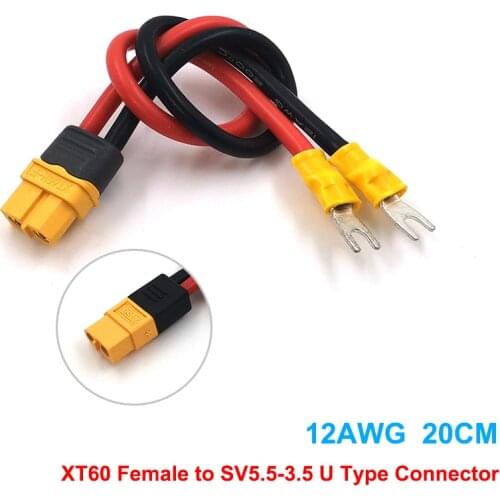 XT60 Female To SV5.5-3.5 U Connector Conversion Silicone Wire Charge Cable Adapter For Power Supply And RC Charger 20cm 12AWG