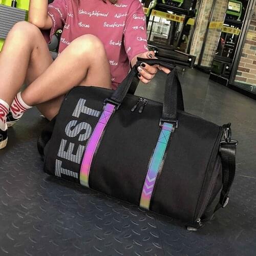 Men Women Gym Bag Sports Bag For Fitness New Reflective Black Handbag Dry Wet Separate Travel Shoulder Bag Sac De Voyage XA677F