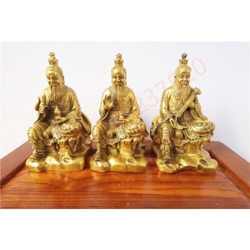Taoist supplies, pure bronze statues, Taoist Sanqing -- Laojun, Yuanshi Tianzun, Lingbao Tianzun, bronze statues of Sanqing