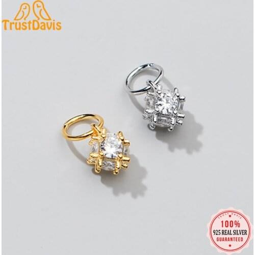 Trustdavis 2021 Fashion Real 925 Sterling Silver Sweet Irregular ShinyCZ Charm Pendant Handmade DIY Accessories Jewelry DZ297