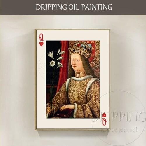 Unique Wall Art Hand-painted The King and Queen Oil Painting on Canvas Funny Design Fine Art Poker King and Queen Oil Painting