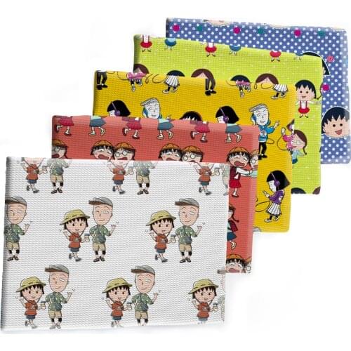 Japanese Anime Cartoon Girl Design Pattern Printed Bullet Textured Liverpool Patchwork Tissue Kids home textile 50*145cm