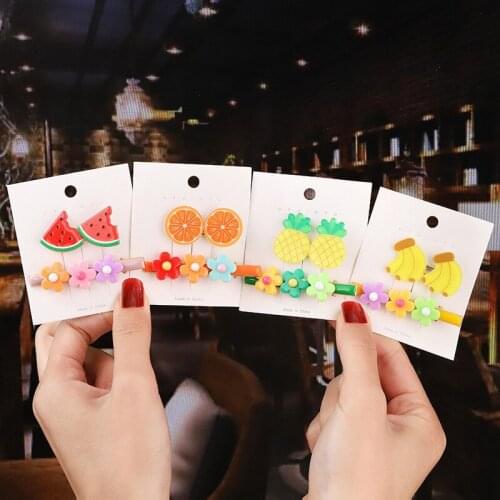 Cute Girl Cloud Lollipop Rainbow Hairpins Fruit Candy Color Hair Clip for Girls Barrettes Headband Kid Accessories Gift