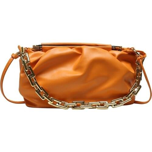 Female Cloud Shoulder Hand Bag Winter 2020 Trend PU Leather Pure Color Crossbody Bags Luxury Branded Chain Handbags and Purse