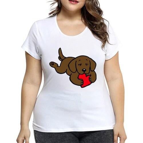 Women T-shirts 2021 Summer Short Sleeve Cute Dog Fashion Ladies Clothes Female Tee Top Graphic Ladies T-shirt Plus Size 4XL