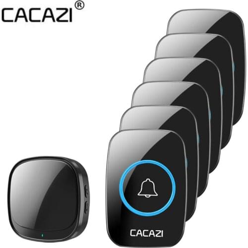 CACAZI USB ring doorbell Home Wireless Doorbell Waterproof Touch Button LED Light 300M Range Cordless Door Calling Bell 2021