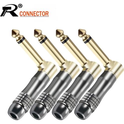 10PCS Sophomore Core Mono 6.35MM Right Angle Plug 1/4 Inch Male Connector High Quality Jack 6.3MM Microphone Guitar Plug Jack