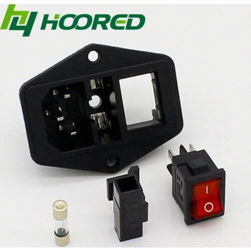 10A 250V Power Rocker Switch IEC 3 Pin C14 Inlet Power Sockets Switch Connector Plug Set