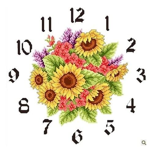11CT Timepieces Clock Kits embroidery Cross Stitch stitches 45*45cm Sunflower CS-026CLO
