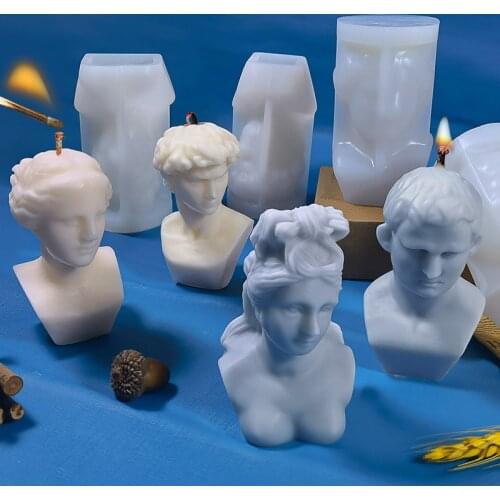 3d Gypsum David Statue Candle Silicone Mold Epoxy Crafts Resin Mold Candle Wax Figurine Casting Soap Candle Making Home Decor