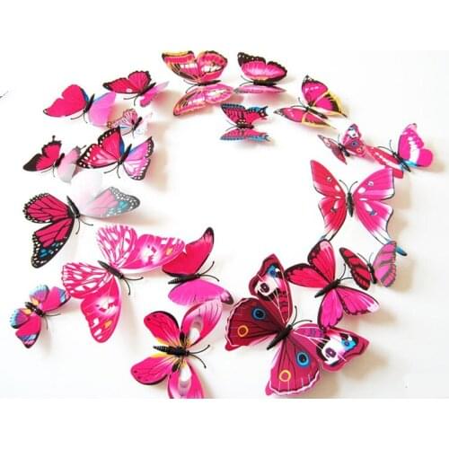 3D Butterfly magnetic stickers,Wall Sticker,Decorated living room,wedding decoration,24PCS/lot