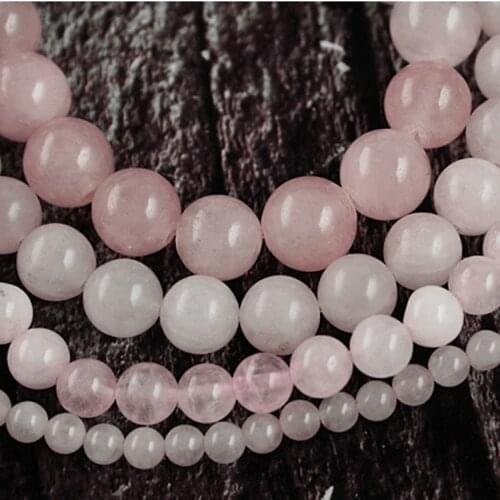4-10mm Nature Pink Quartz Gem stone Beads Pick Size 15"Diy Bracelet Necklace For Jewelry