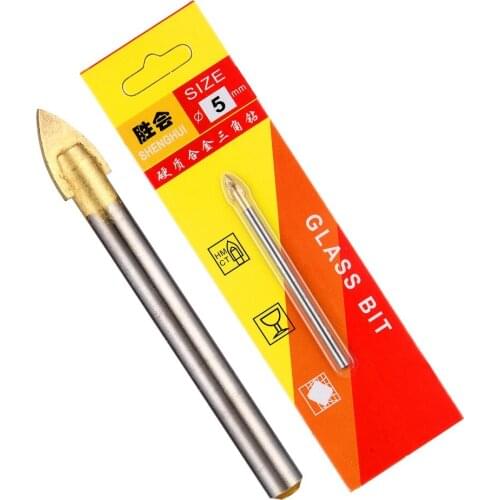 4pcs 5mm Alloy triangle drill/Tile/Glass//MirrorDrill BitsTungstenCarbide GlassDrill BitsTitanium Coated Power Tools Accessori