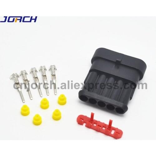 5 Sets 5 Pin Way Super Sealed Waterproof Electrical Wire Auto Connector Plug Set 282107-1