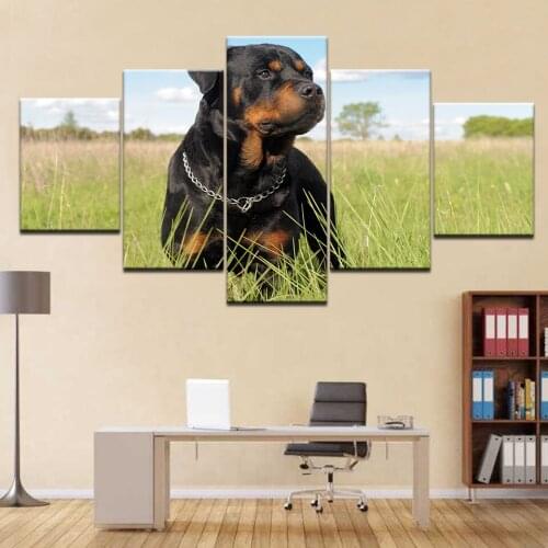 5 Piece HD Printed Canvas Art German Shepherd Dog Painting Framed Wall Pictures For Living Room Bedroom Decor Free Shipping