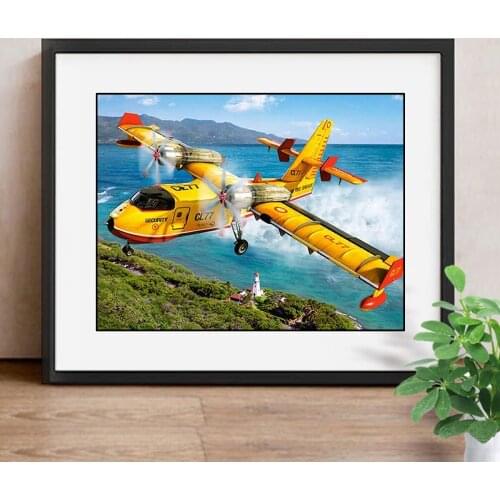 Diamond Embroidery Airplane Diamond Painting Living Room Decoration Full Round Drill Cross Stitch Mosaic Daimond Painting
