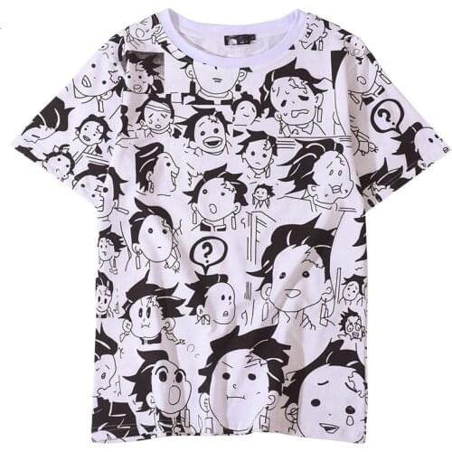 Anime Demon Slayer Kimetsu No Yaiba Tanjiro Kamado Cosplay Costumes Tshirt Mens T-shirts Funny Halloween Party For Women CS076