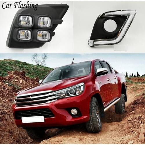 Car Flashing For Toyota Hilux Revo Vigo 2015 2016 2017 LED DRL Daytime Running Lights Daylight Fog Lamp Decoration Signal Lamp